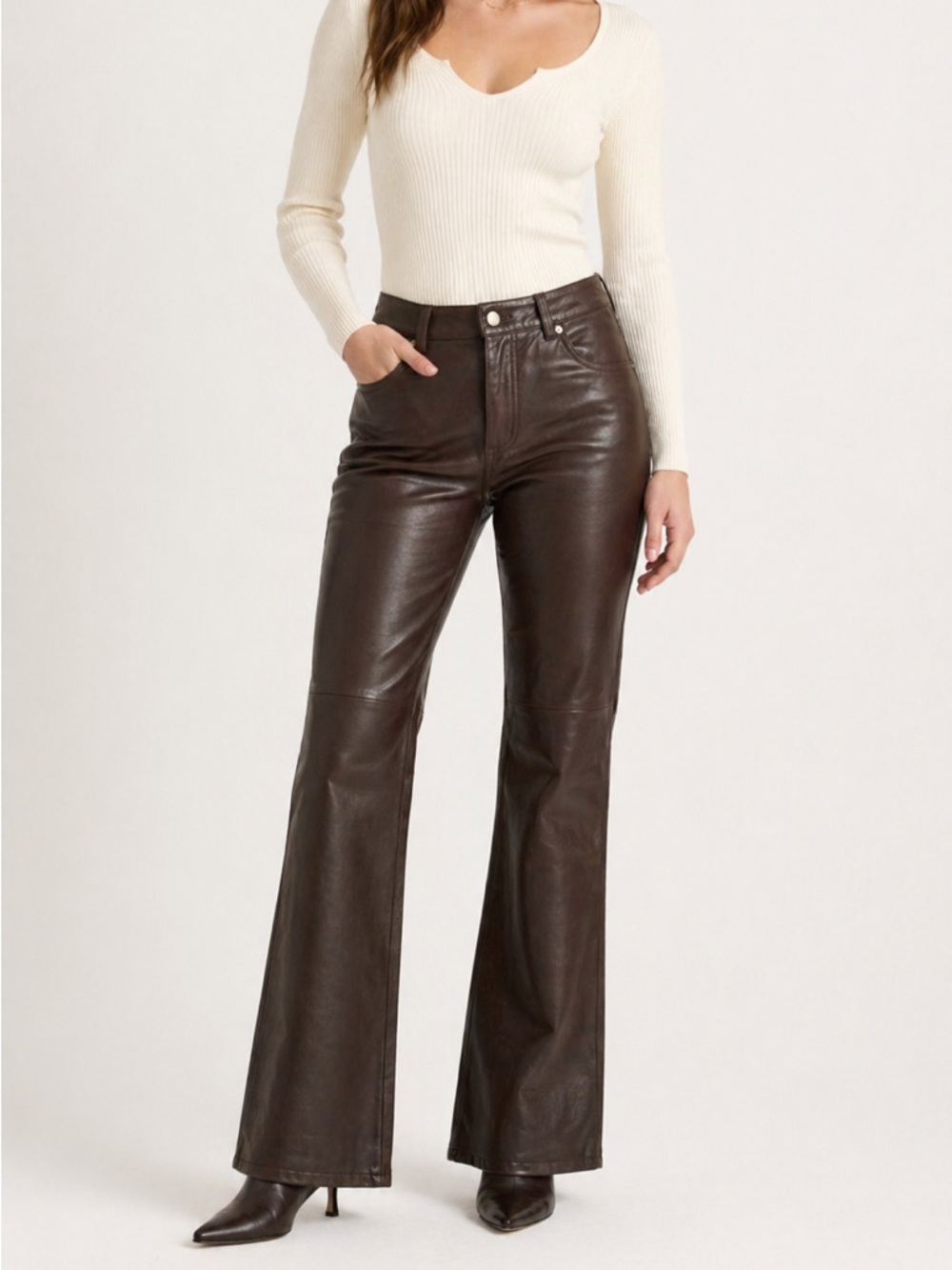 Brown Genuine Leather Pants 6T
